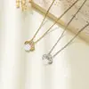 Collar con Colgante de Trébol de Cuatro Hojas Acero de Titanio Cadena para Clavícula de Mujer Joyería de Acero Inoxidable de Lujo Ligero Collar de Trébol de Cuatro Hojas Azul Marino