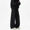 Pantalones de chándal retro americanos grises oscuros extragrandes de pierna curva, unisex, para otoño e invierno, estilo cleanfit, pantalones de pierna recta ancha de moda