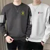 Moletom masculino, estilo primavera e outono, gola redonda, manga longa, blusa básica, top versátil casual solto, roupas masculinas