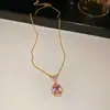 Set de Pulsera, Pendientes y Collar de Zirconia con Baño de Oro Real de 18 Quilates Cadena para Clavícula de Moda Lujo Accesible Collar de Gama Alta