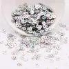 Lantejoulas Redondas de PVC com Furo no Meio, Base Prateada, 4/5/6mm, Loo