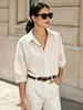 Transfronterizo europeo y americano 2026 Amazon mujer nueva moda elegante temperamento estilo ins camisa de manga corta con cuello vuelto a rayas