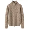 Cárdigan de punto jacquard hueco de cachemira para otoño e invierno para mujer, abrigo de manga larga de color liso, suéter cálido