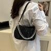 Bolso Bandolera Otoño Nuevo Estilo Coreano Perla Metal Doble Cadena Bolso de Axila Bolso de Hombro para Viajes Diario Mujer Bolso de Mano