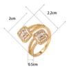 Anillo Cuadrado de Diamantes Completos Transfronterizo de Amazon Europa y América Cobre Chapado en Oro Verdadero de 18K Personalidad Atmosférico Anillo Abierto en stock