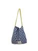 Em Stock! Modelo de Copyright! Bolsa de Lona Xadrez Contrastante de Grande Capacidade Bolsa de Ombro Simples Casual Bolsa de Compras