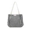 Bolsa Tote Listrada Fresca e Artística Estilo Coreano para Mulheres, Versátil Casual de Grande Capacidade para Verão 2025, de Ombro/Axila