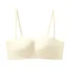 883 # Sutiã feminino original de peça única para busto pequeno com bojo push-up, estampa xadrez, renda, sem aro, push-up ajustável