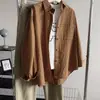 Camisa Xadrez Retrô Marrom e Amarela para Mulheres Primavera e Outono 2026 Simples Versátil para o Dia a Dia Estilo Coreano Solta Estilo Preguiçoso Jaqueta Camisa