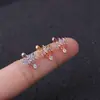 Aço Inoxidável 316L 0.8*6mm Pingente de Laço Tarraxa de Zircônia Stud para Osso da Orelha Joia de Piercing