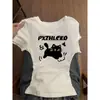 Camiseta Blanca de Manga Corta con Cuello Redondo de Diseño de Nicho para Mujer Moda de Verano Estilo Chica Picante Corte Ajustado Top Versátil con Personalidad ins