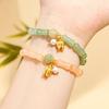 Pulseira de verão com miçangas de vidro, pulseira de bambu com flores para meninas, pulseira simples para estudantes.
