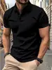 Top Masculino Novo de Verão Cor Sólida Moda Popular Tendência Manga Curta Slim Fit Europeu e Americano Manga Curta