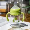 Botella de Vidrio Segura y Duradera Sin BPA Botella para Bebé con Asa de Popote Venta al por Mayor de Fábrica Botella