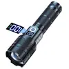 Linterna para exteriores de largo alcance, alta potencia, para el hogar, luz fuerte, aleación de aluminio, retráctil, recargable, pantalla digital de alto brillo P70