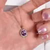 Colar Pingente de Pedra de Cristal Natural Prata de Lei S925 para Mulheres com Toque de Luxo, Corrente Clavicular de Topázio Granate, Exclusivamente para Vendas Transfronteiriças