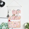 Bolsa de almacenamiento misceláneo creativa para el hogar, bolsa de almacenamiento colgante de cinco bolsillos de tela de algodón y lino, bolsa de almacenamiento montada en la pared para detrás de la puerta o en el armario