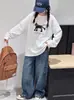 Conjunto Casual de Otoño para Niñas 2026 Nuevo Moda Camiseta de Manga Larga de Otoño y Pantalones de Pierna Ancha de Mezclilla Conjunto de Dos Piezas para Niñas