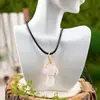 Pendente de Cogumelo de Cristal Natural Transfronteiriço Enrolado à Mão Fofo Mini Cogumelo DIY Colar Acessórios de Joia