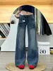 Jeans de tiro bajo desgastados estilo retro americano para mujer, nuevo estilo verano 2026, pantalones holgados de pierna ancha rectos hasta el suelo