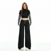Novo Jeans Feminino de Cintura Baixa Preto Outono, Modelo Hot Girl Lavado, Calça Reta Slim e Versátil com Caimento