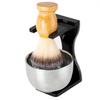 Ferramentas de barbear masculinas conjunto de barbear escova para barba de pelo de texugo pincel de barbear escova para barba barbearia salão de beleza cuidado conjunto de três peças