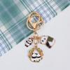 Llavero de metal de bambú con diseño de panda de estilo chino, bonito llavero con colgante de bolso de dibujos animados, accesorios de aleación