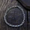 Plata 925 Plata Tailandesa Europea y Americana Personalizado Pulsera de Pareja Mantra de Seis Caracteres Plata de Ley para Mujer Estilo Trendy Retro Punk
