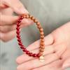Pulseira de sândalo cinnabarita de minério bruto 6mm pulseira feminina com pingente de caractere fu meninos casal estilo chinês versátil