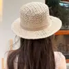 Chapéu de Palha com Proteção Solar para Homens, Chapéu de Sol Respirável Vazado de Topo Plano para o Verão, Chapéu Estilo de Rua, Chapéu de Proteção Solar para Férias para Mulheres
