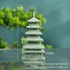 Pabellón de Estilo Antiguo, Puente de la Torre, Paisaje en Miniatura, Agua Corriente, Bonsái, Jardinería, Paisaje de Flores, Decoración Miniatura, Muebles de Arenisca Verde