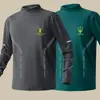 Top de fleece dupla face para outono e inverno com gola alta, camada interna unissex slim-fit para negócios, camisa base quente, camiseta masculina de manga longa