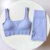 Conjunto de Roupa Fitness Esportiva Duas Peças para Corrida ao Ar Livre, Respirável, Absorvente de Suor, Roupa Íntima à Prova de Choque, Calça Feminina de Cintura Alta para Quadril