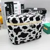 Estuche de Lápices Nuevo Diseño Cuadros Transfronterizo, Bolsa de Maquillaje Portátil, Estuche de Lápices Estudiante Gran Capacidad Estampado de Vaca
