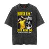 Camiseta de manga corta para hombre de la Costa Oeste con estampado de kung fu, boxeo, holgado, desgastado y estilo batik vintage de verano