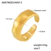 Versión amplia de estilo transfronterizo ins de Europa y Estados Unidos del anillo de apertura suave de acero de titanio chapado en oro de 18k, joyería de mano simple de moda en stock