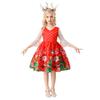 Vestido de Fiesta de Navidad Nuevo Transfronterizo Vestido de Niña Papá Noel Copo de Nieve Vestido Infantil Estampado de Dibujos Animados Vestido de Princesa