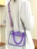 Bolsa Transparente com Corrente da Moda Estilosa Bolsa Feminina 2025 Popular Nova Tendência Portátil Bolsa de Ombro em PVC Bolsa de Menina