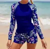 Nuevo Traje de Baño Moda Bikini Europeo y Americano Manga Larga Traje de Buceo Transfronterizo para Bikini Dividido Mujer