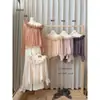 TOP DE RENDA OFF-SHOULDER DE MANGA LONGA, ESTILO COREANO, GENTIL E ELEGANTE, EMBELEZADO COM PÉROLAS, PARA MULHERES, INÍCIO DO OUTONO OFICIAL 28589