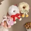 Elástico de Cabelo com Laço de Lã para Crianças, Lindo Elástico de Pelúcia para Rabo de Cavalo, Elástico de Borracha Artesanal DIY, Acessórios de Cabelo para Meninas