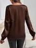 Ropa Femenina Transfronteriza Europea y Americana Satén Liso Cuello Redondo Manga Larga Estilo de Oficina Puños Elásticos Elegante Versátil Top para Mujer