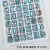 Decorações de unhas tipo cubo de açúcar brilhante sem base, produto acabado, strass de unha retangular de canto reto branco, rosa e azul de luxo feitos à mão