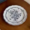 Plato Plano para Cena de Porcelana Azul y Blanca Estilo Europeo con Patrón de Orquídeas, Bol para Arroz, Taza de Café con Platillo, Juego de Vajilla para el Hogar, Plato para Servir, Bol para Arroz