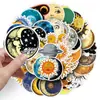 50 Piezas de Pegatinas de Sol, Luna y Nebulosa, Luna de Fantasía Retro, Sol y Cielo Estrellado Creativas Impermeables Decorativas Pegatinas para Taza de Agua y Cuaderno