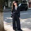 Conjunto casual deportivo de dos piezas para niñas en mezclilla, estilo coreano para primavera y otoño, corte holgado, atuendo moderno y elegante