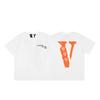 VLONE FOG Trendy Brand Big V Mother Logo Cherry Blossom Manga curta Esboço Bordado Lip Print Graffiti Print Camiseta