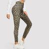 Cross-border popular leopard estampa leggings europeu e americano cintura alta apertado quadril lifting esportes outerwear stretch yoga cropped calças