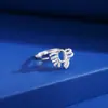 Anel Feminino S925 Prata Esterlina Base Ovo 5*7mm Pode Montar Jadeíta Jade Pedra de Cristal Anel Cisne Base Vazia Acessórios DIY