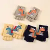 Guantes Flip para Niños Lindo Dinosaurio de Dibujos Animados Niños Bebé Niños Jardín de Infancia Invierno Cálido Medio Dedo Lana